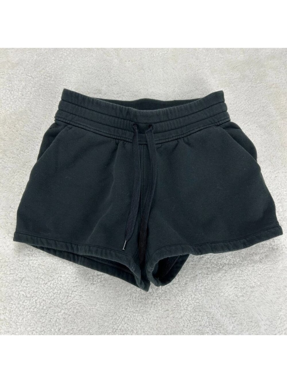 Public Rec Luxe Fleece 3" Shorts Womens 26 Black Pima Cotton Comfort Drawstring